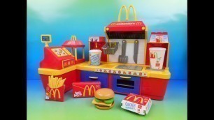 'McDONALD\'S ELECTRONIC FAST FOOD CENTER 18 PIECE KID\'S PLAY SET VIDEO TOY REVIEW'