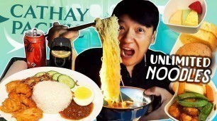 'UNLIMITED NOODLE BAR! Cathay Pacific BUSINESS CLASS & Lounge FOOD REVIEW | Seoul to London'