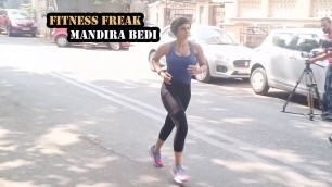 'FITNESS FREAK Mandira Bedi Running on Road | Location Shoot In Bandra'