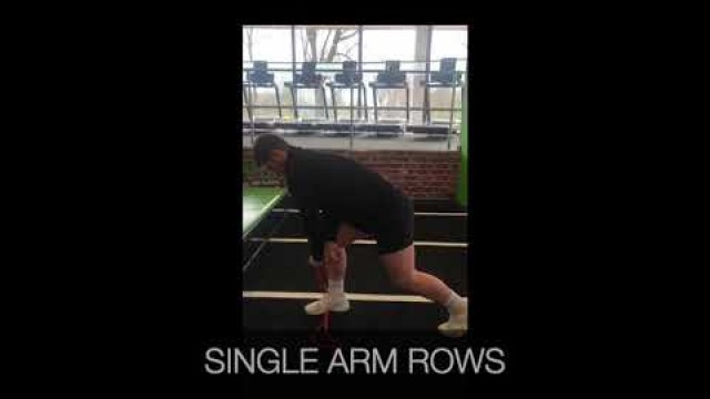 'Single arm rows with a resistance band demo at Energie Fitness Cardiff St Mellons gym'