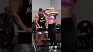 'Girlfriend tries bench pressing 135 pounds!!! #gym #fitness #couple #gymmotivation #diet #aesthetic'