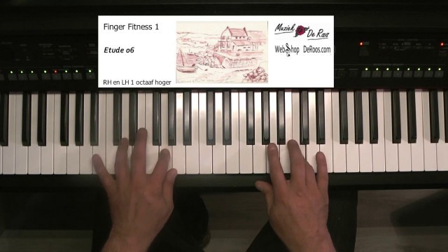 'Finger Fitness for piano deel 1, Etude 7, piano etudes, Play along with tutorial, Yamaha'