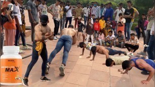 'When Fitness Freak Goes Shirtless in Public push-up challenge | CP - Delhi