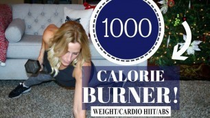 '1000 Calorie HIIT Workout - Cardio, Weights and Abs At Home Workout!'