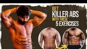 'Best 5 EXERCISES FOR ABS || six pack abs workout in telugu'