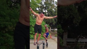 'One foot balance flip #calisthenics #freestyle #motivate #workout #frontflip #austin #strong #shorts'