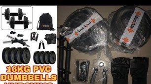 'Kore PVC-DM Combo (4 Kg - 26 Kg) Home Gym and Fitness Kit with Gym Accessories UNBOXING'