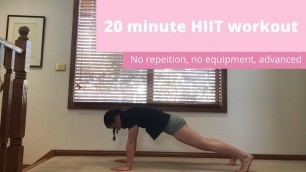 20 MINUTE HIIT WORKOUT (no repetition, no equipment, advanced)