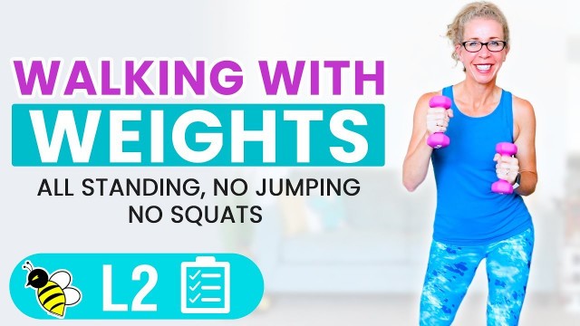 25 Minute WALKING with WEIGHTS, Knee Friendly Cardio Toning with Light Dumbbells Workout