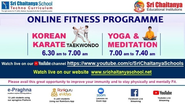 'Online Korean Karate (Taekwondo) Ep-142 || Fitness Session || Sri Chaitanya Educational Institutions'