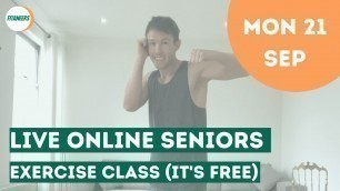 '20 Min Live Seniors Workout - Monday 21st September'