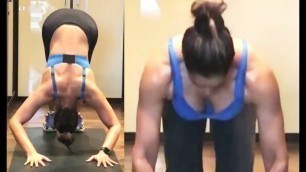 'Bipasha Basu Hot Workout At Home In Fishnable Dress -  Showing Her Boobs Cleavage ...'