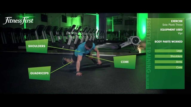 'Fitness First Freestyle exercise - Side Plank Throw - ViPR'