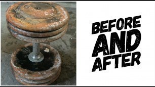 'How to Restore Rusty Weight Plates Dumbbells Barbells - DIY - Home Gym - Garage Gym Joseph Williams'