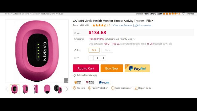 'GARMIN Vivoki Health Monitor Fitness Activity Tracker - PINK 1'