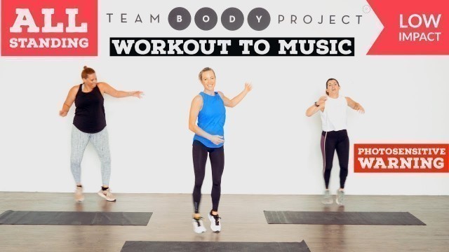 '100% Low impact, all standing, FUN cardio workout to music! ALL fitness levels.'