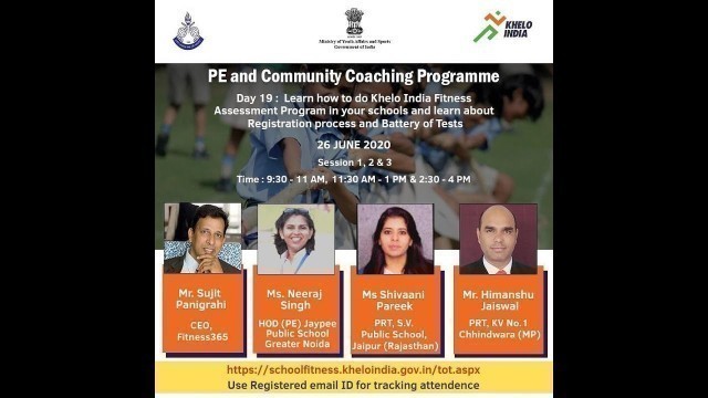 'Learn how to do Khelo India Fitness Assessment Program in your schools - 26 June 2020'