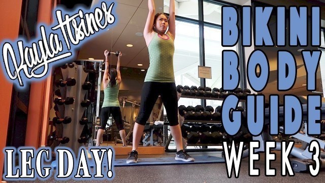 'BBG Week 3 Legs Workout | Kayla Itsines Bikini Body Guide | Sweat with Kayla Review'