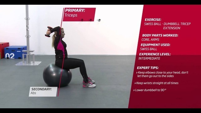 'Fitness First Freestyle exercise - Fitball Dumbbell Tricep Extension - Fitball'