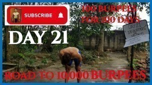 'DAY 21 100 Burpees Challenge for 100 Days (Road to 10,000 Burpees) #Burpees #JY21DayFitnessChallenge'