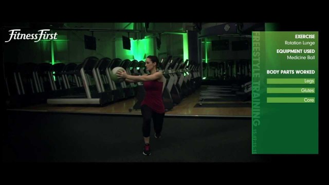 'Fitness First Freestyle exercise - Rotation Lunge - Medicine Ball'