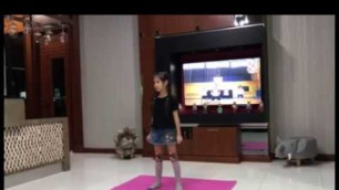 'KPIS Elementary student doing the Tabata workout.'