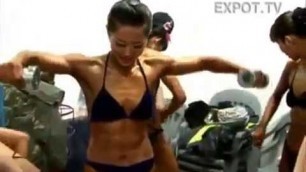 'Korean Female Fitness Athletes Working out'