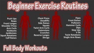 'Beginner Full Body Exercise Routines Workouts - Basic Exercises Workout For Beginners At Home'