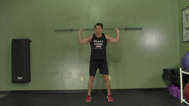 'Standing Barbell Military Press to the Front - HASfit Shoulder Exercise - Deltoid Exercises'