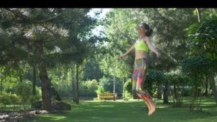 'Fitness Female Doing Skipping Workout Outdoors | Stock Footage - Videohive'
